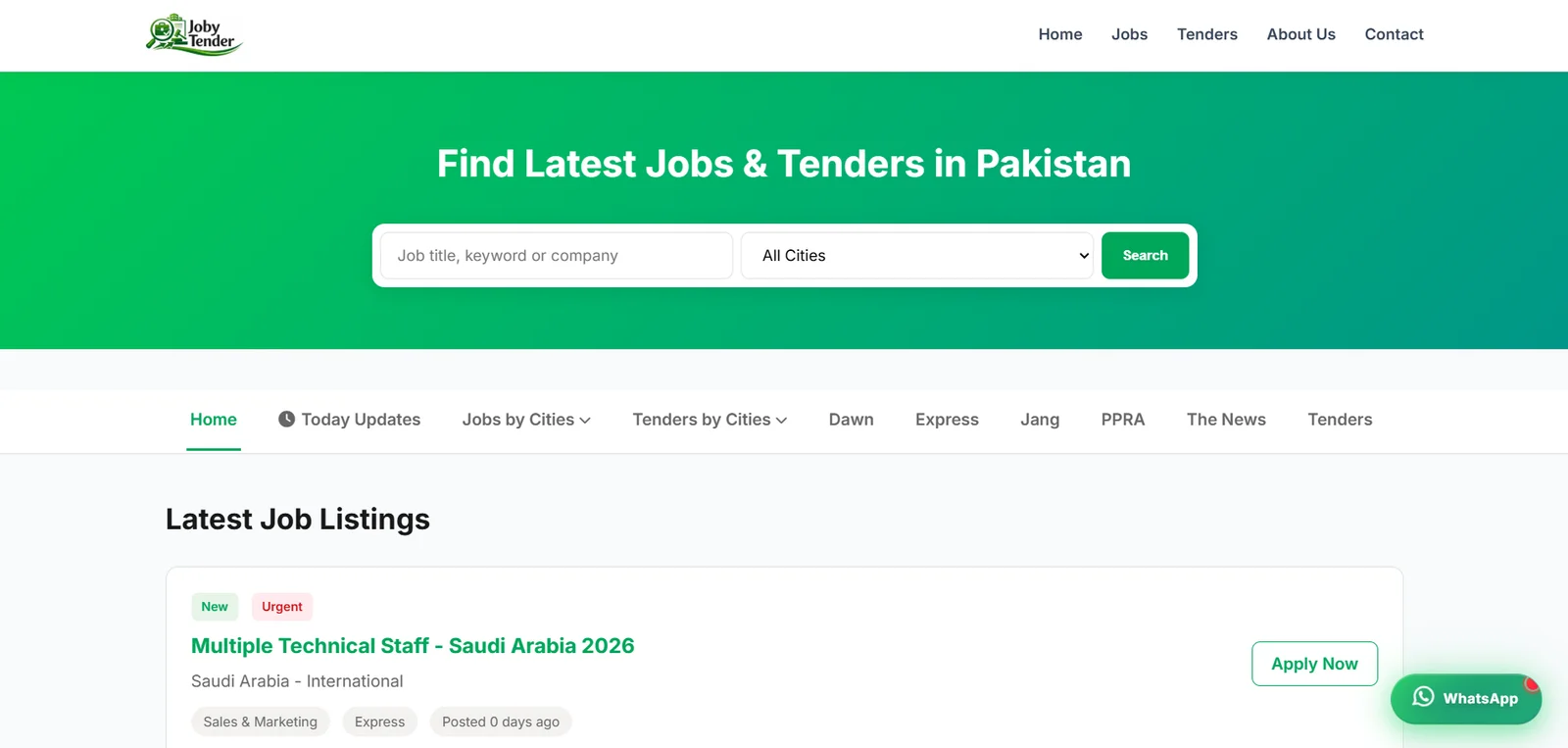 JobyTender - Web Development Case Study - Spire Tech Solution
